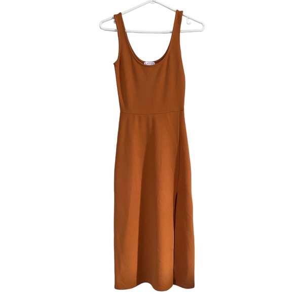 LeithScoop Neck Sleeveless Midi Dress Size XXS NWT Tan Adobe Color - Picture 2 of 12
